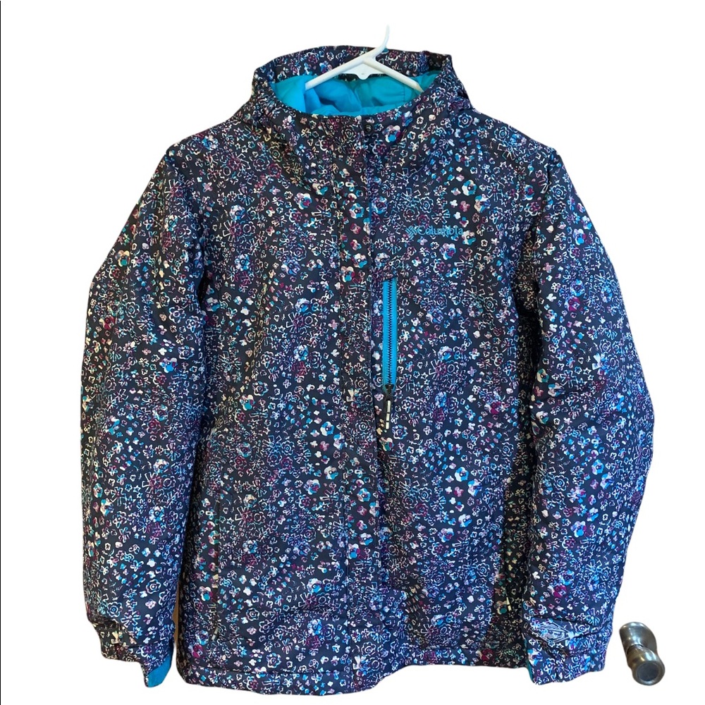 Kids Columbia Magic Mile Blue/Purple Floral Zip Up Jacket Sz Lg